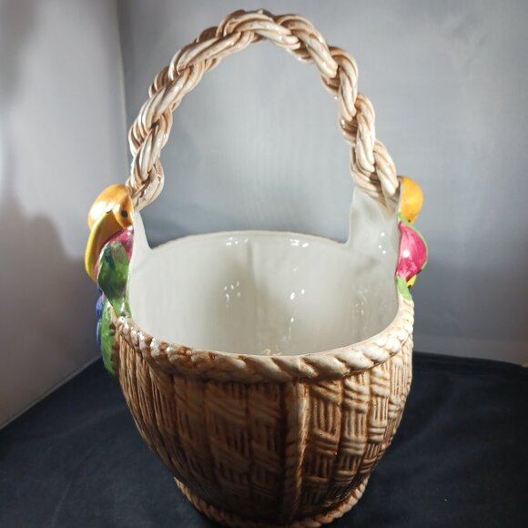 Vintage Italian Bassano Porcelain Fruit Basket Mojalica Style MCM - Picture 5 of 15